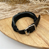 Plaited Faux Leather Bangle with Buckle