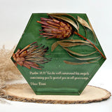 GLASH | Memorial Resin Hexagon Keepsake with personal inclusions, delicate memorial details, preserved flowers and ash.