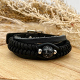 Mens Chunky Faux Leather Bracelet with Buckle