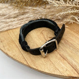 Mens Chunky Faux Leather Bracelet with Buckle