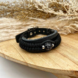 Mens Chunky Faux Leather Bracelet with Buckle