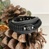 Mens Chunky Faux Leather Bracelet with Buckle