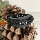 Mens Chunky Faux Leather Bracelet with Buckle