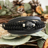 Mens Chunky Faux Leather Bracelet with Buckle