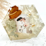 GLASH | Memorial Resin Hexagon Keepsake with personal inclusions, delicate memorial details, preserved flowers and ash.