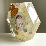 GLASH | Memorial Resin Hexagon Keepsake with personal inclusions, delicate memorial details, preserved flowers and ash.