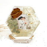 GLASH | Memorial Resin Hexagon Keepsake with personal inclusions, delicate memorial details, preserved flowers and ash.