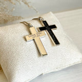 GLASH | STERLING SILVER RESIN INLAYED CROSS WITH MEMORIAL ASH AND HAIR