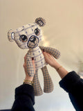Snuggles memorial cuddle bear handmade from a loved one’s clothing by GLASH Designs