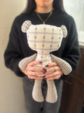 Snuggles memorial cuddle bear handmade from a loved one’s clothing by GLASH Designs