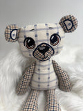 Snuggles memorial cuddle bear handmade from a loved one’s clothing by GLASH Designs