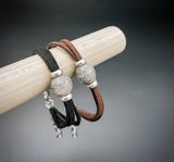 Memorial Bead Faux Leather Bracelet