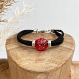 Memorial Bead Faux Leather Bracelet