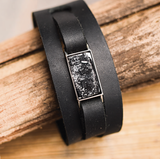 Men's Memorial Cremation Ash Leather Bracelet Keepsake | Glash Designs