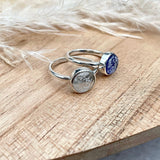 Classic memorial ring with ash in glass, handmade by Glash Designs