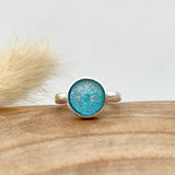 Classic memorial ring with ash in glass, handmade by Glash Designs